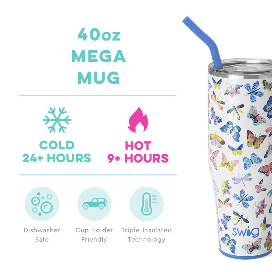 Swig Life Butterfly Bliss Mega Mug (40Oz) | Travel Mugs