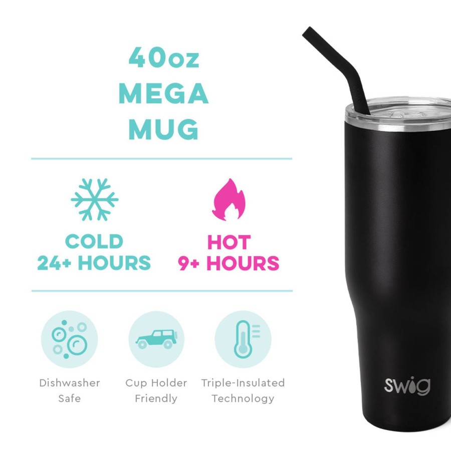 Swig Life Black Mega Mug (40Oz) | Mega Mugs