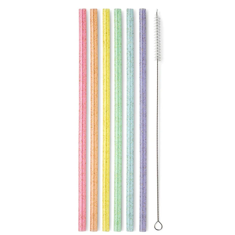 Swig Life Rainbow Glitter Reusable Straw Set | Lids, Straws + More