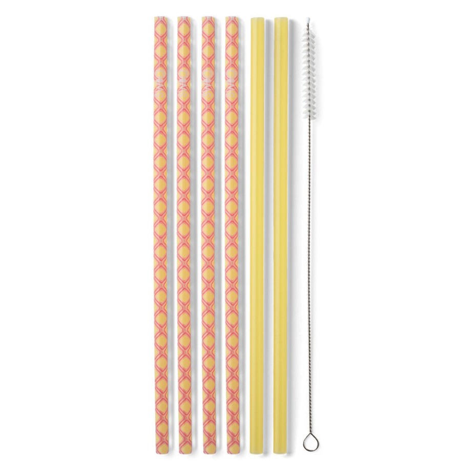 Swig Life Pink Lemonade + Yellow Reusable Straw Set | Lids, Straws + More