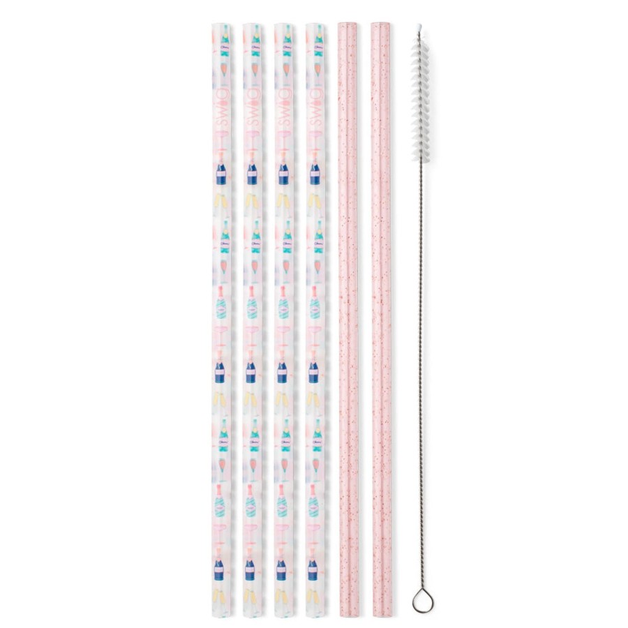 Swig Life Pop Fizz + Pink Glitter Reusable Straw Set | Lids, Straws + More