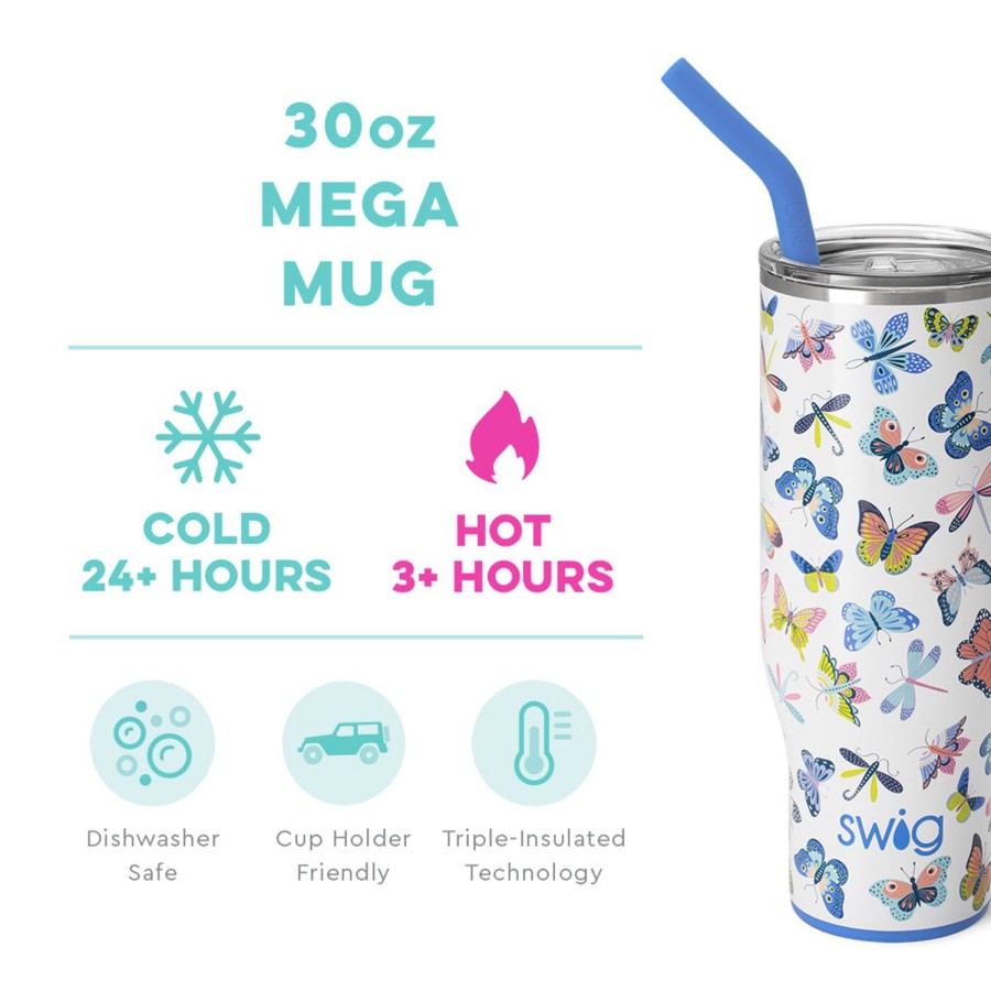 Swig Life Butterfly Bliss Mega Mug (30Oz) | Travel Mugs