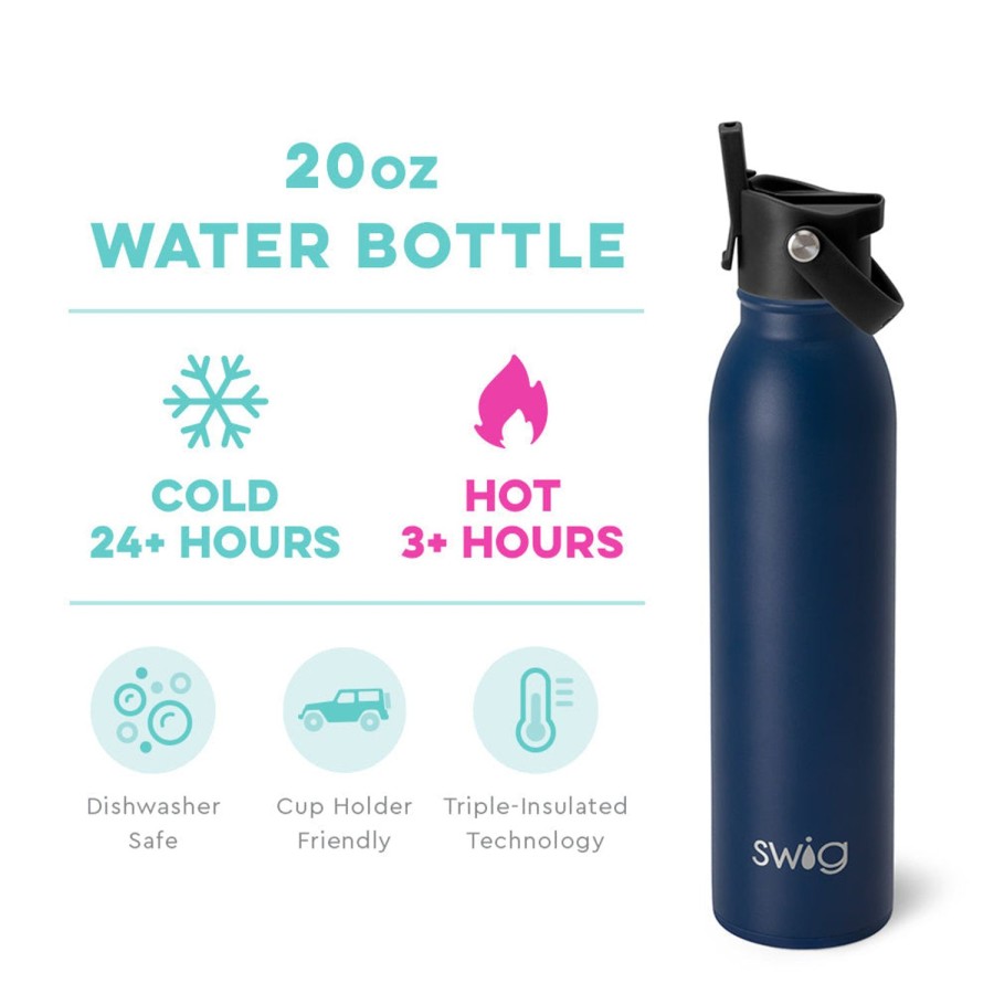 Swig Life Navy Flip + Sip Bottle (20Oz) | Water Bottles