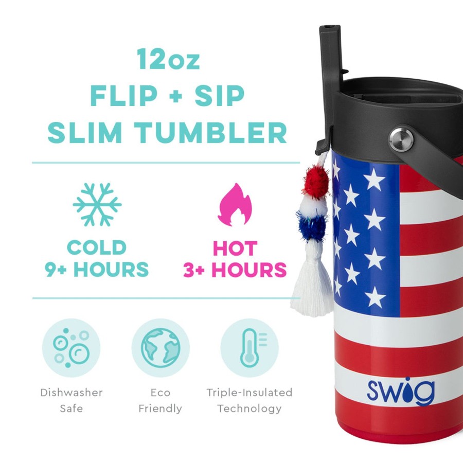 Swig Life All American Flip + Sip Slim Tumbler (12Oz) | Tumblers