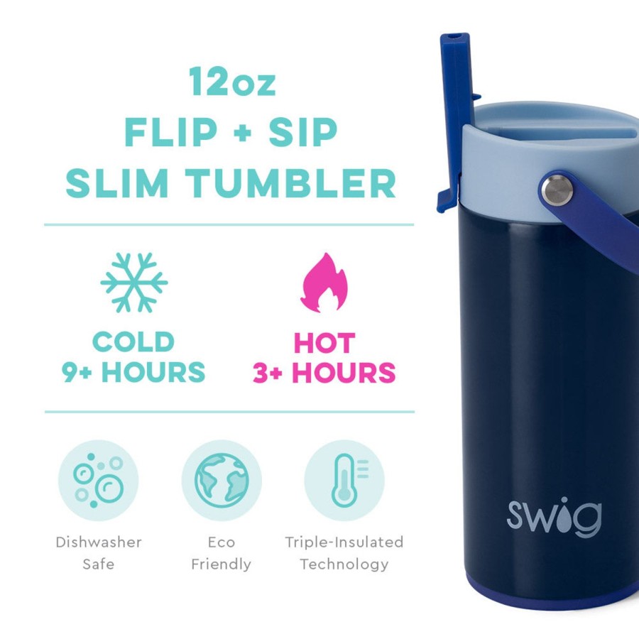 Swig Life Blue Tide Flip + Sip Slim Tumbler (12Oz) | Water Bottles