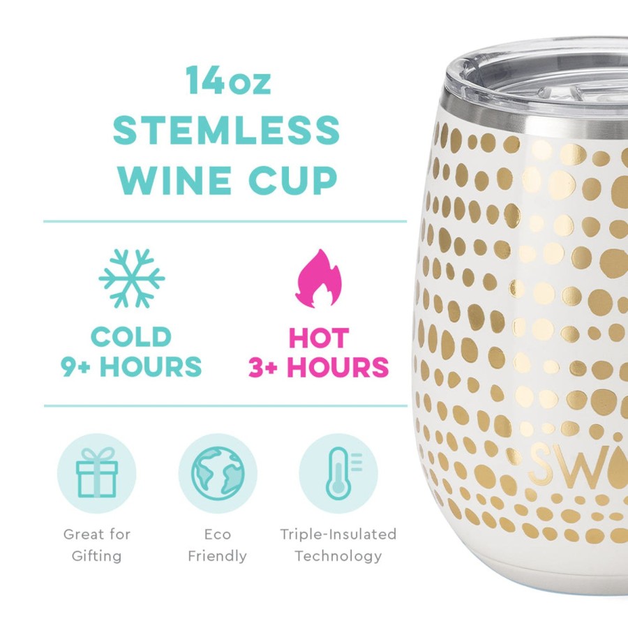 Swig Life Glamazon Gold Stemless Wine Cup (14Oz) | Wine + Cocktails