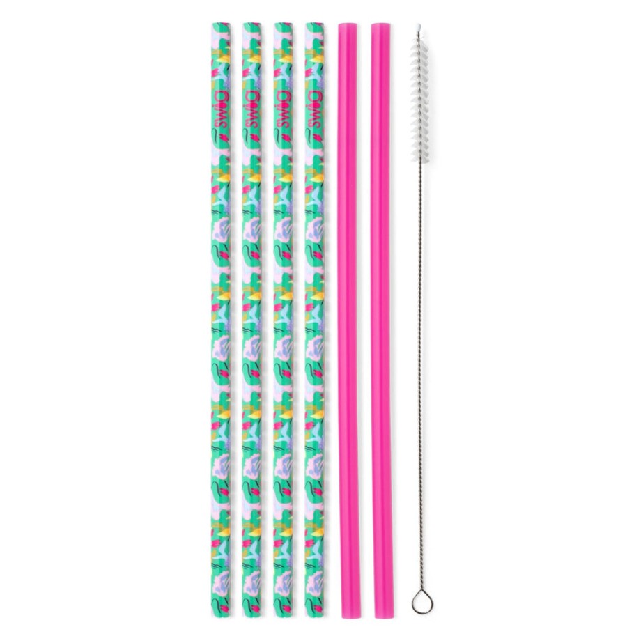 Swig Life Paradise + Hot Pink Reusable Straw Set | Lids, Straws + More