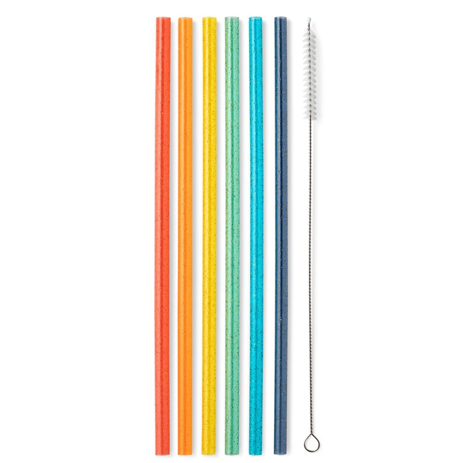 Swig Life Retro Rainbow Glitter Reusable Straw Set | Lids, Straws + More