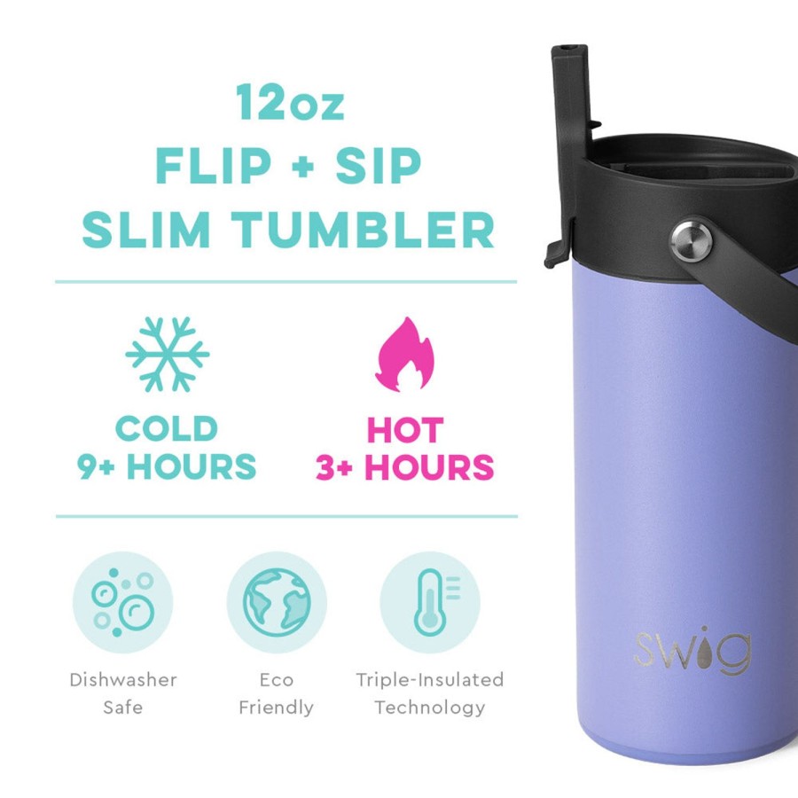 Swig Life Hydrangea Flip + Sip Slim Tumbler (12Oz) | Water Bottles