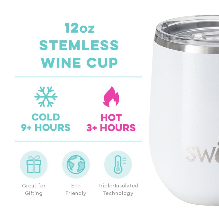 Swig Life Shimmer White Stemless Wine Cup (12Oz) | Wine + Cocktails