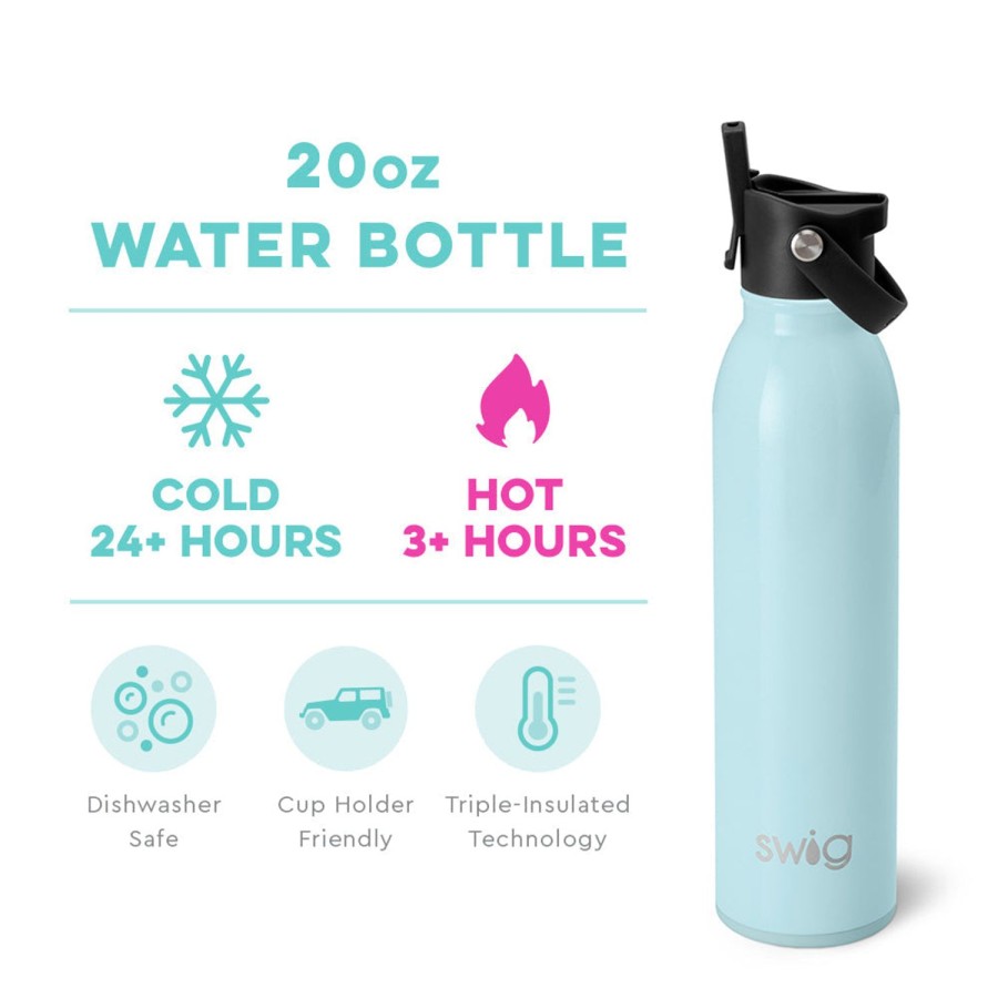 Swig Life Shimmer Aquamarine Flip + Sip Bottle (20Oz) | Water Bottles