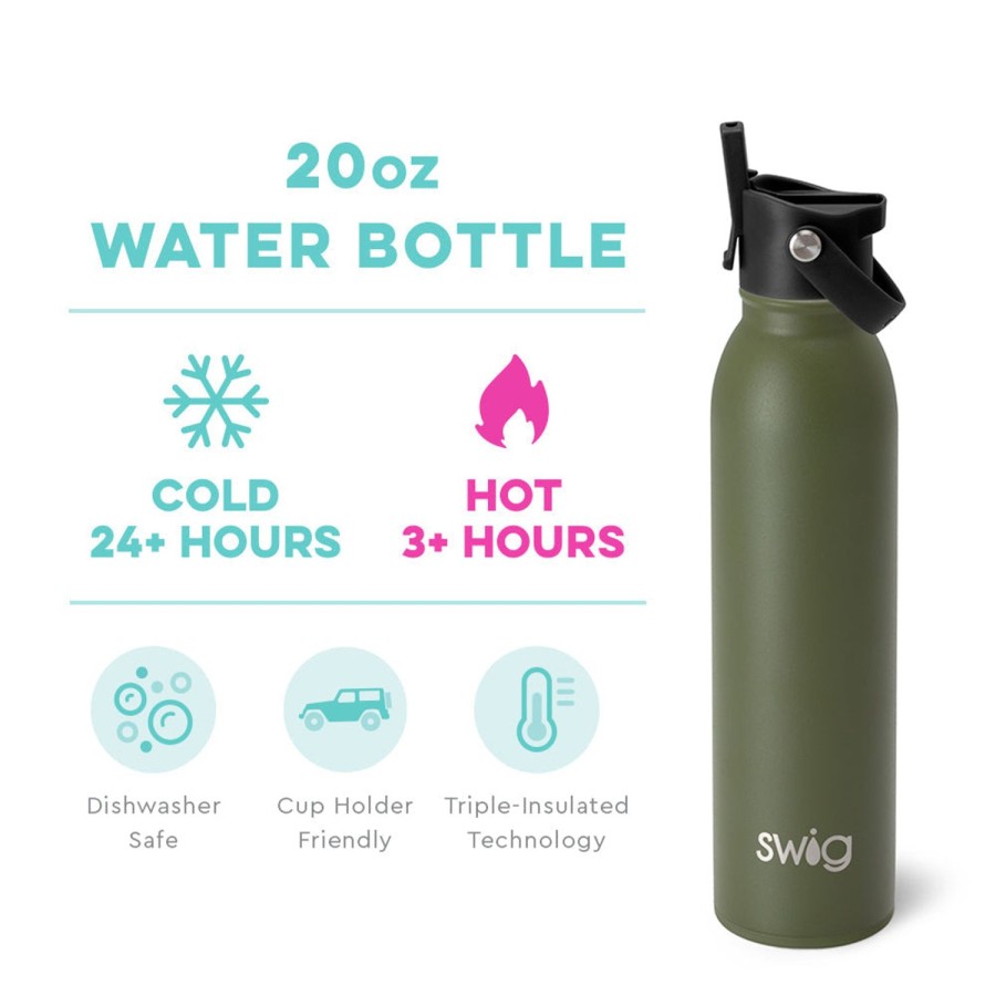 Swig Life Olive Flip + Sip Bottle (20Oz) | Water Bottles