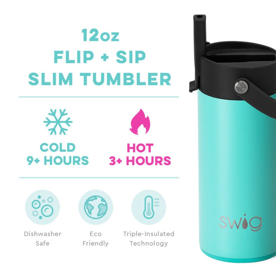 Swig Life Aqua Flip + Sip Slim Tumbler (12Oz) | Water Bottles