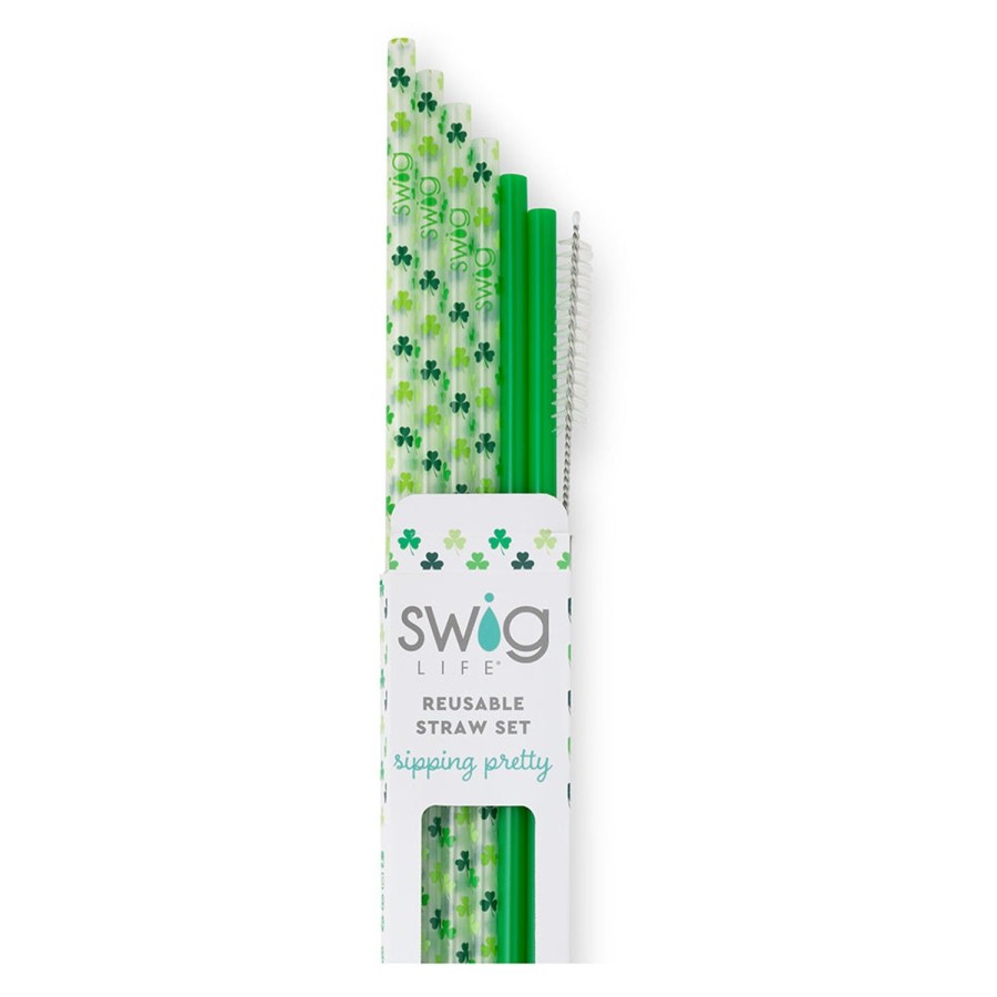 Swig Life Pinch Proof + Green Reusable Straw Set | Lids, Straws + More