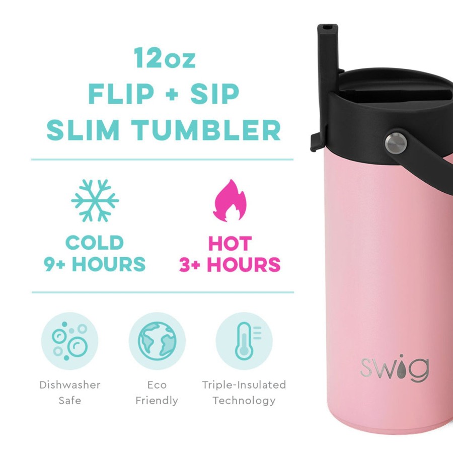 Swig Life Blush Flip + Sip Slim Tumbler (12Oz) | Water Bottles