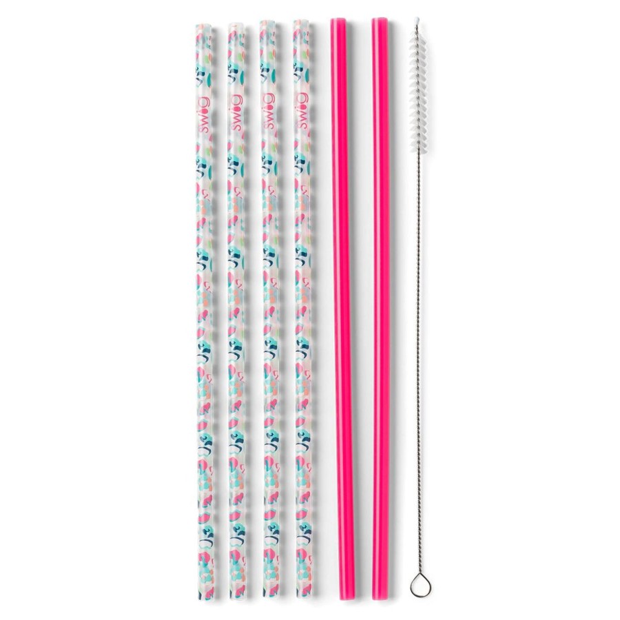 Swig Life Party Animal + Hot Pink Reusable Straw Set | Lids, Straws + More