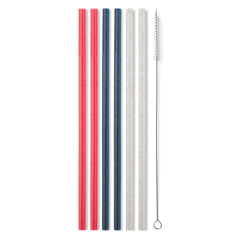 Swig Life Red, White & Blue Glitter Reusable Straw Set | Lids, Straws + More