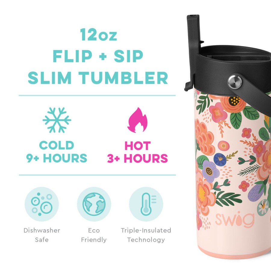 Swig Life Full Bloom Flip + Sip Slim Tumbler (12Oz) | Water Bottles